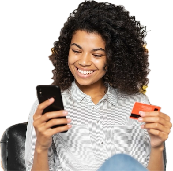 A lady paying her bills